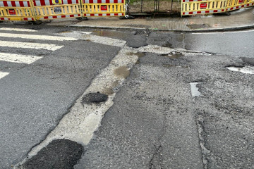 Rúa de García Lorca, en Santiago, en obras