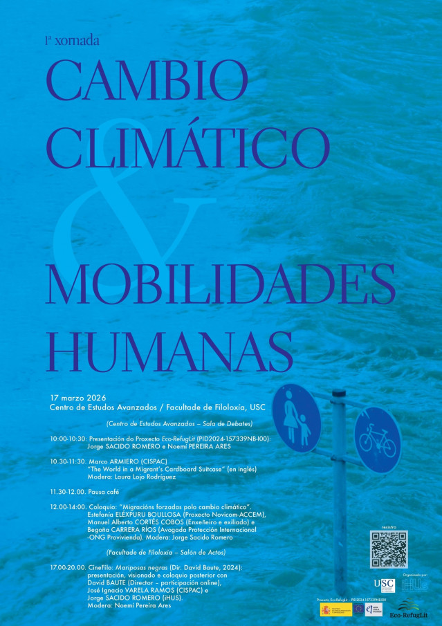 Cartel de la jornada anunciada sobre migración forzada por factores ambientales