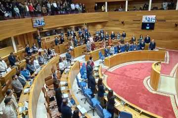 Imagen del Hemiciclo durnate el minito de silencio en recuerdo a las víctimas del atentado del 11 de Marzo de 2004