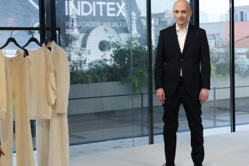 El consejero delegado de Inditex, Óscar García Maceiras, ofrece una rueda de prensa con motivo de la presentación de los resultados anuales del Ejercicio 2025, en la tienda Zara Serrano, a 11 de ma