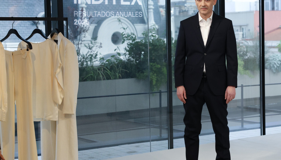 El consejero delegado de Inditex, Óscar García Maceiras, ofrece una rueda de prensa con motivo de la presentación de los resultados anuales del Ejercicio 2025, en la tienda Zara Serrano, a 11 de ma