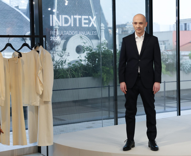 El consejero delegado de Inditex, Óscar García Maceiras, ofrece una rueda de prensa con motivo de la presentación de los resultados anuales del Ejercicio 2025, en la tienda Zara Serrano, a 11 de marzo de 2025, en Madrid (España). Inditex ha presentado est