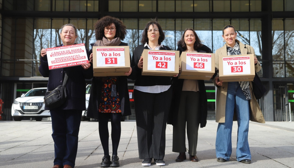 Registro de 65.000 firmas en el Ministerio de Sanidad para reclamar que se adelante el inicio de mamografías.