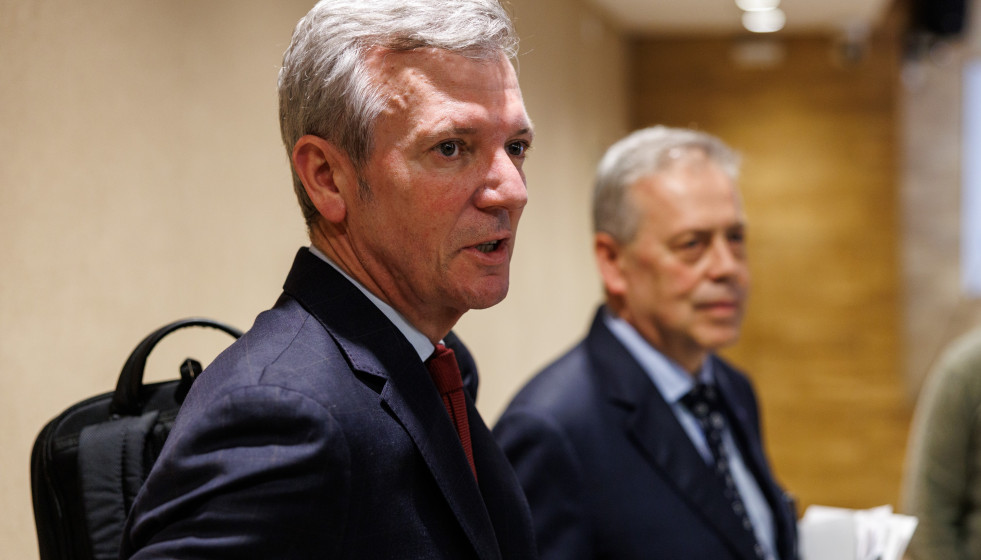 El presidente de la Xunta, Alfonso Rueda, en la conferencia de prensa posterior a la reunión semanal de su Ejecutivo.