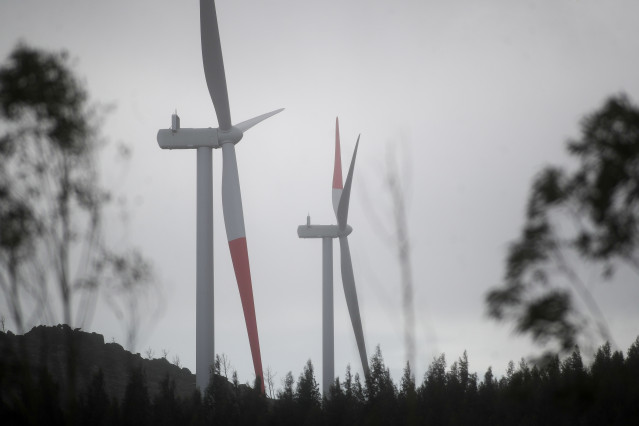 Parque eólico de Mondego, a 19 de febrero de 2026, entre Ribadeo y Trabada, Lugo, Galicia (España).