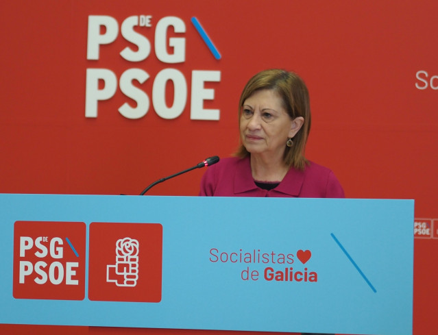 La videportavoz parlamentaria del PSdeG, Elena Espinosa, en rueda de prensa