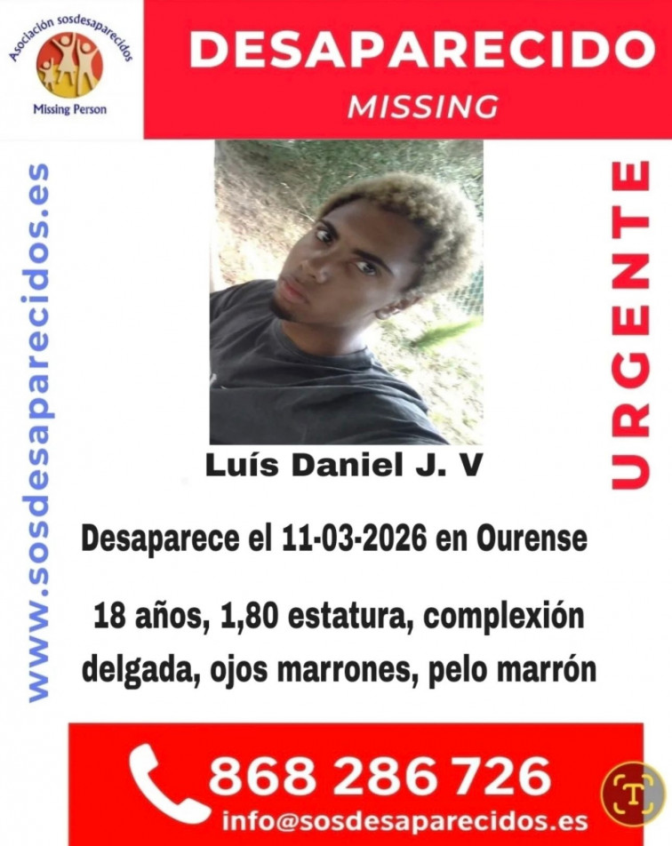 Ayuda para localizar a Luís Daniel, de 18 años y desaparecido en Ourense desde hace 2 semanas