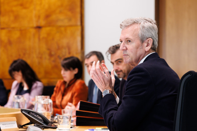 El presidente autonómico, Alfonso Rueda, preside la reunión del Consello da Xunta