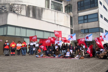 Sentada organizada por la CIG ante la Consellería de Sanidade, en Santiago, con motivo de la huelga convocada en atención primaria