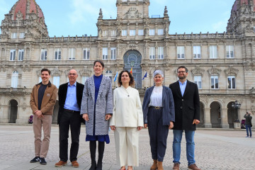 La portavoz nacional del BNG, Ana Pontón, en la presentación de la concejala Avia Veira como candidata a la Alcaldía de A Coruña