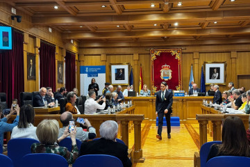 Toma de posesión en pleno de la Diputación de Ourense del nuevo diputado provincial por Democracia Ourensana, Francisco Lorenzo, en sustitución del regidor ourensano, Gonzalo Pérez Jácome