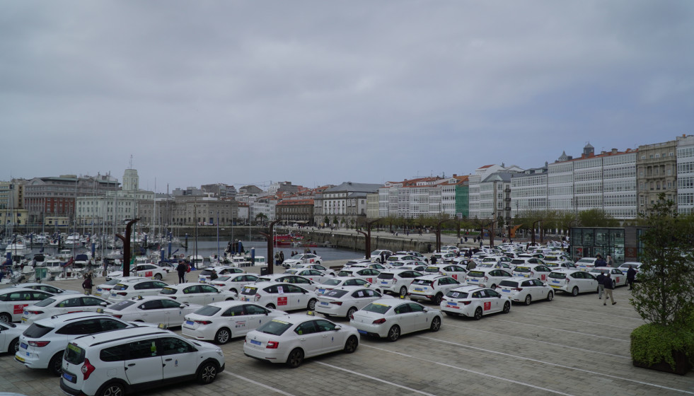 Protesta de taxistas en A Coruña