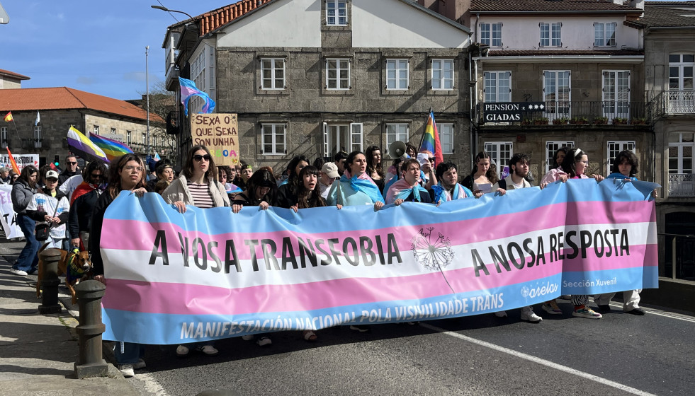 Manifestación por el Día de la Visibilidad Trans, a 29 de marzo de 2026, en Santiago de Compostela (A Coruña).