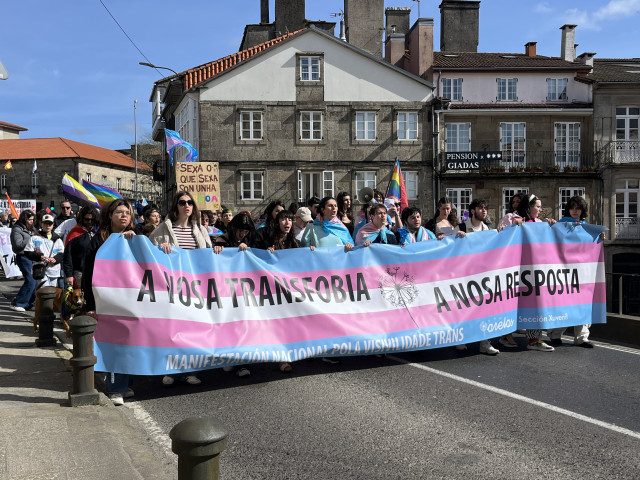 Manifestación por el Día de la Visibilidad Trans, a 29 de marzo de 2026, en Santiago de Compostela (A Coruña).
