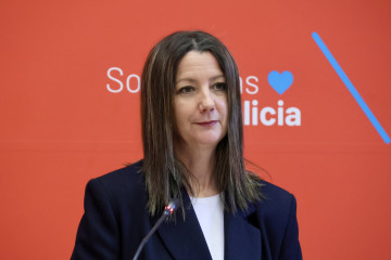 La viceportavoz parlamentaria y secretaria de Organización del PSdeG, Lara Méndez, en rueda de prensa