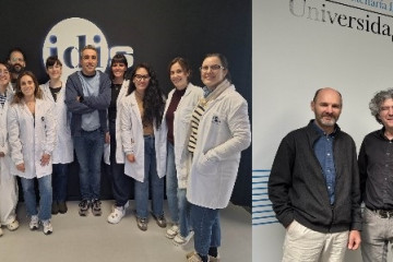 Equipos de investigación reconocidos en los Premios á Transferencia de Tecnoloxía 2026, de la Real Academia Galega das Ciencias. Grupo Ictus del IDIS (izquierda) y Enrique Paz y Miguel Díaz-Cacho,