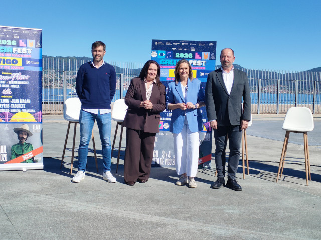 (I-D) El Director Del Galicia Fest, Antonio Casal; La Delegada De La Xunta En Vigo, Ana Ortiz; La Vicepresidenta De La Diputación De Pontevedra, Luisa Sánchez; Y El Director De Turismo De Galicia, Xosé Merelles.