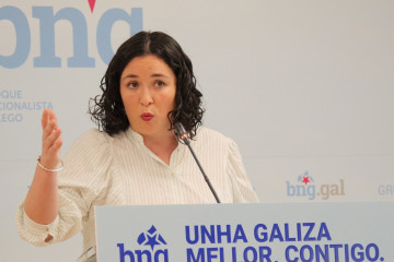 La diputada del BNG Saleta Chao en rueda de prensa.