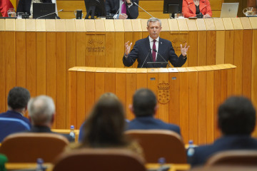 Archivo - Alfonso Rueda interviene en el Parlamento de Galicia.