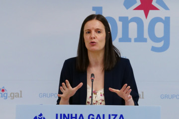 La viceportavoz parlamentaria del BNG Olalla Rodil en rueda de prensa.