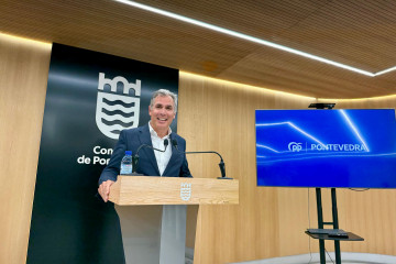 El portavoz del PP de Pontevedra, Rafael Domínguez, en rueda de prensa