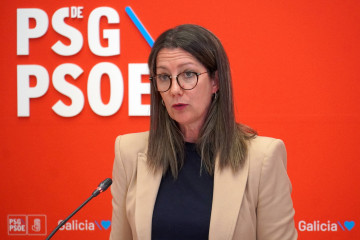 La viceportavoz del PSdeG Lara Méndez en rueda de prensa.