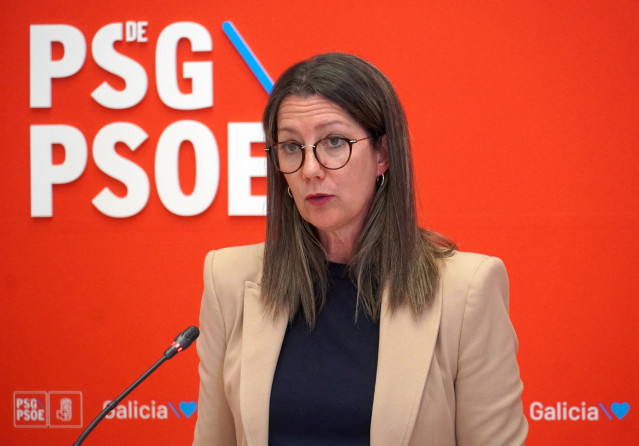La viceportavoz del PSdeG Lara Méndez en rueda de prensa.