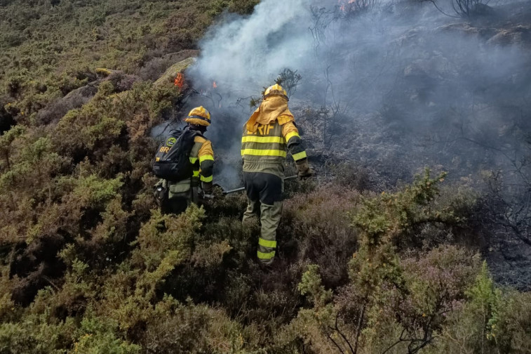 La Brif de Laza trabajando en el incendio en Ponteareas, afirman que es el tercero en lo que va de año en ese municipio
