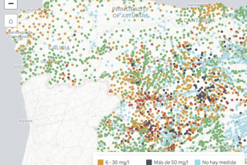 Mapa de Greenpeace de agua contaminada por nitratos