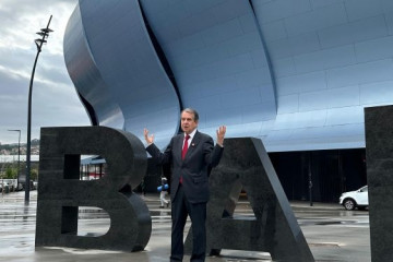 Abel Caballero en el estadio de Balaídos.
