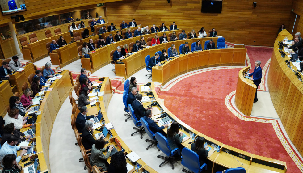El presidente de la Xunta de Galicia, Alfonso Rueda, durante una intervención.