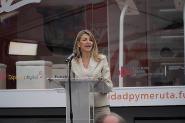 La vicepresidenta segunda del Gobierno y ministra de Trabajo y Economía Social, Yolanda Díaz, clausura  el proyecto itinerante 'Formación en Ruta'