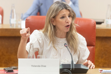 La vicepresidenta segunda y ministra de Trabajo y Economía Social, Yolanda Díaz, durante una reunión, en el Congreso de los Diputados, a 23 de marzo de 2026, en Madrid (España).