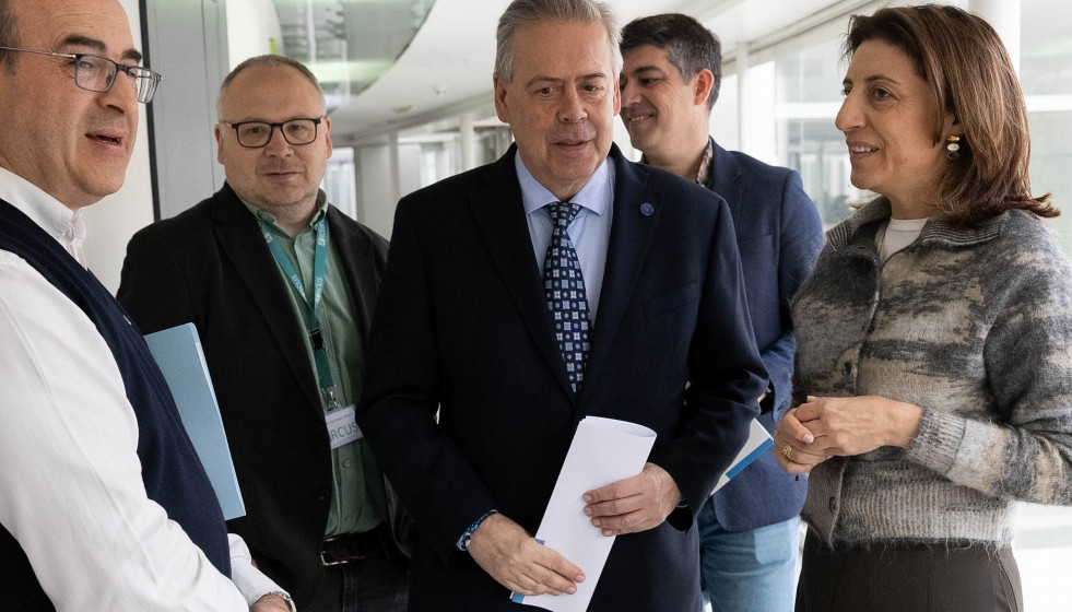 El conselleiro de Sanidade, Antonio Gómez Caamaño, en la presentación de los resultados de un estudio sobre la presencia de sustancias psicoactivas en aguas residuales. Consellería de Sanidade.