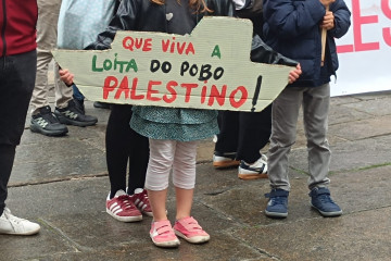 Una niña en la concentración en apoyo a la flotilla, en Santiago