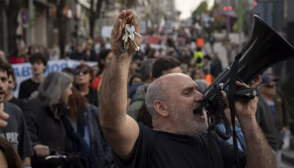 Una manifestación en marzo de la Alianza pola Vivenda en Vigo
