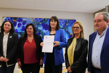 La líder del BNG, Ana Pontón, en la presentación del informe del Idega sobre vivienda