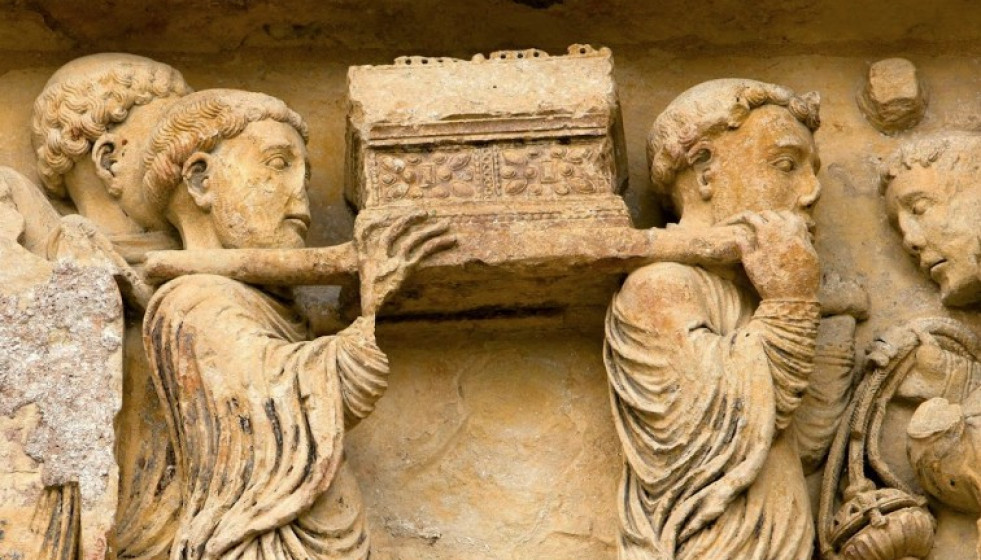 Traslado de las reliquias de San Benito en una imagen de la Abadía de Fleury