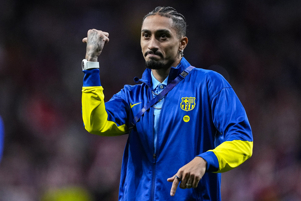 EuropaPress 7440815 raphinha of fc barcelona gestures during the uefa champions league 2025 26