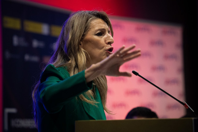 La vicepresidenta y ministra de Trabajo, Yolanda Díaz, en Vilagarcía