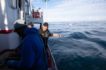 Archivo - Un grupo de personas salen en barco a faenar en aguas del Cantábrico a especies como el pargo, el abadejo o la maragota, a 29 de diciembre de 2025, en Lugo, Galicia (España).