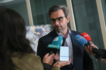 El conselleiro de Presidencia, Xustiza e Deportes, Diego Calvo, en declaraciones a los medios.