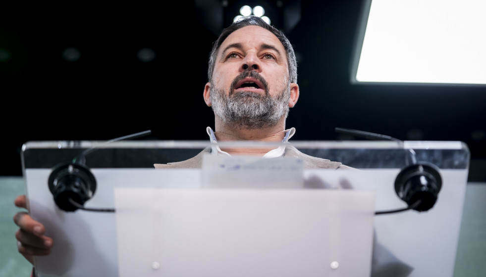 Archivo - El presidente de Vox, Santiago Abascal, en una intervención. Foto de archivo.