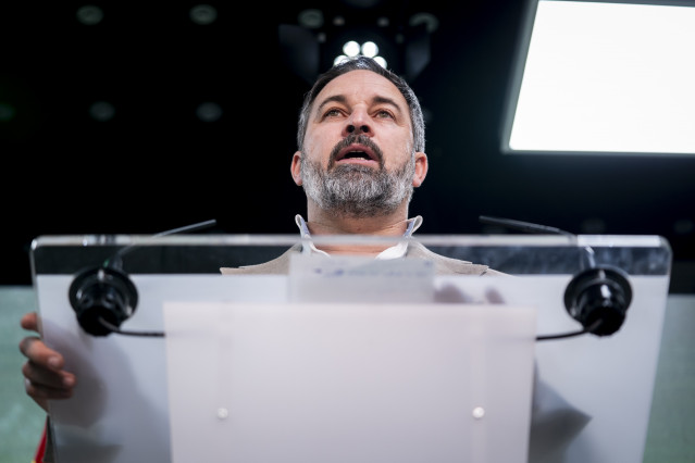 Archivo - El presidente de Vox, Santiago Abascal, en una intervención. Foto de archivo.