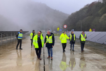 El subdelegado del Gobierno en Pontevedra, Abel Losada, visita el túnel de O Folgoso, en la A-52 a su paso por A Cañiza, tras la reforma de la infraestructura.