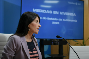 La conselleira de Vivenda e Planificación de Infraestruturas, María M. Allegue, presenta las medidas en materia de vivienda anunciadas en el Debate sobre el Estado de la Autonomía, a 15 de abril de