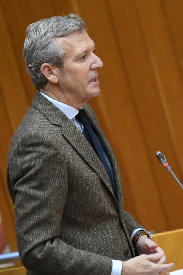 El presidente de la Xunta, Alfonso Rueda, en la sesión de control en el Parlamento de Galicia.
