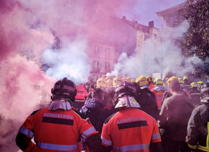 Una pasada protesta de los bomberos de los GES en febrero