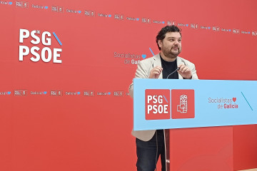 El portavoz de la Ejecutiva del PSdeG y diputado, Julio Torrado, en rueda de prensa