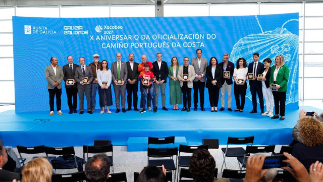 Acto conmemorativo del 10º aniversario de la oficialización del Camino Portugués por la Costa, en Vigo, a 28 de abril de 2026.